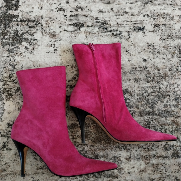 Lilly Pulitzer Magenta Suede Heeled Boots 8.5 - Picture 12 of 15